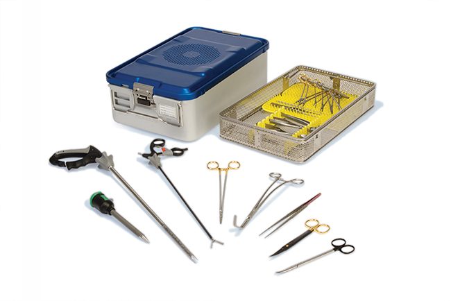 SterilContainers with a variety of surgical instruments