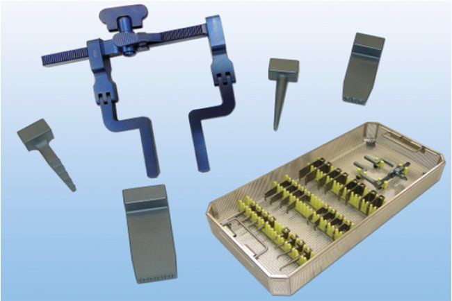 Variety of bayonette style instruments and tray for spinal neurosurgery