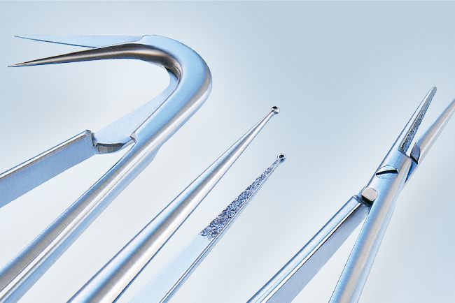 Close-up of Stainless Steel Micro Instruments