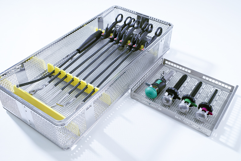 Two containers with various minimally invasive instruments for Video-Assisted Thoracic Surgery (VATS)